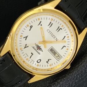 Vintage 1972 Citizen Arabic Automatic Mens Gold Watch W/daydate & Silver accents